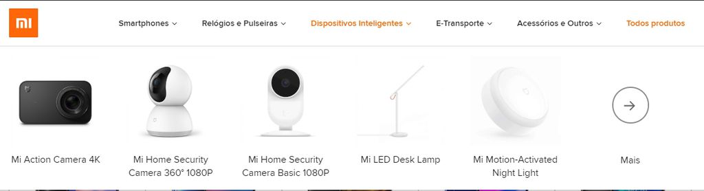 Alguns dos outros dispositivos presentes na loja online da Xiaomi