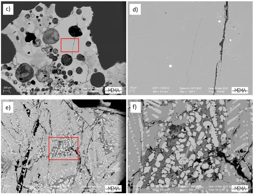 Imagens de microscópio publicadas no artigo científico revelam os detalhes da fulgurita (Imagem: Reprodução/Matthew Pasek)