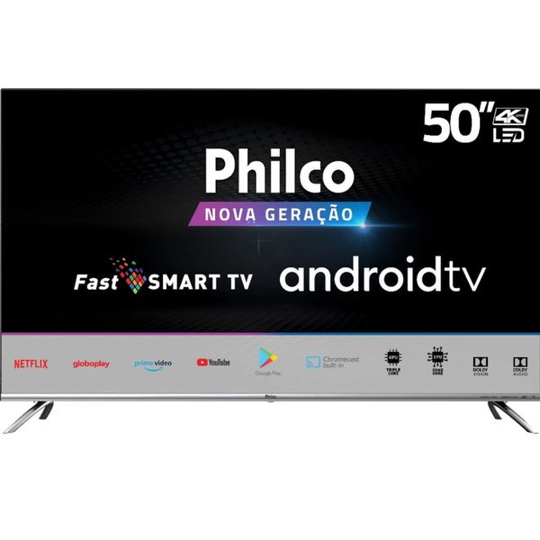 Smart Google Tv Philco 50" Led Borderless 4k, Fast Smart, Áudio Dolby, Com Chromecast Built In - Ptv50g71agbls 4k [CUPOM]