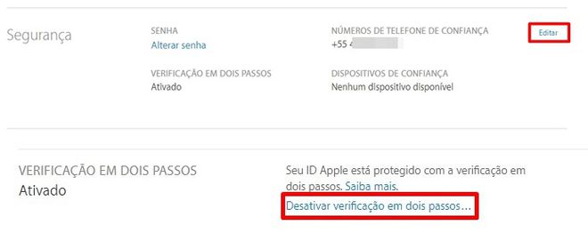 Verificação duas etapas iOS Verificação duas etapas iOS
