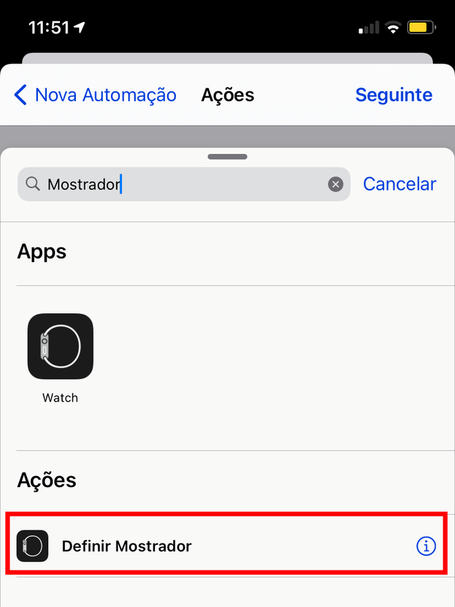Procure pelo ajuste de definição do mostrador do Apple Watch. Captura de tela: Lucas Wetten (Canaltech)