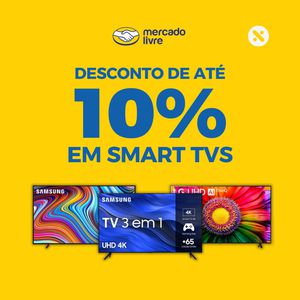 📺 Smart TV's com 10% OFF no Mercado Livre - Compra mínima de R$ 2.000 e limite de R$ 600 de desconto