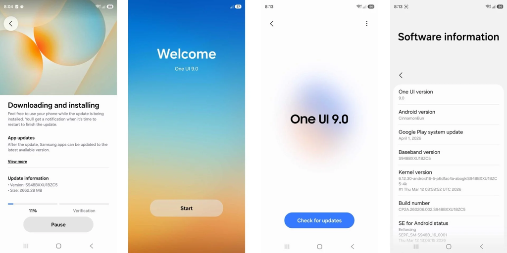 Interface da One UI 9 vazada