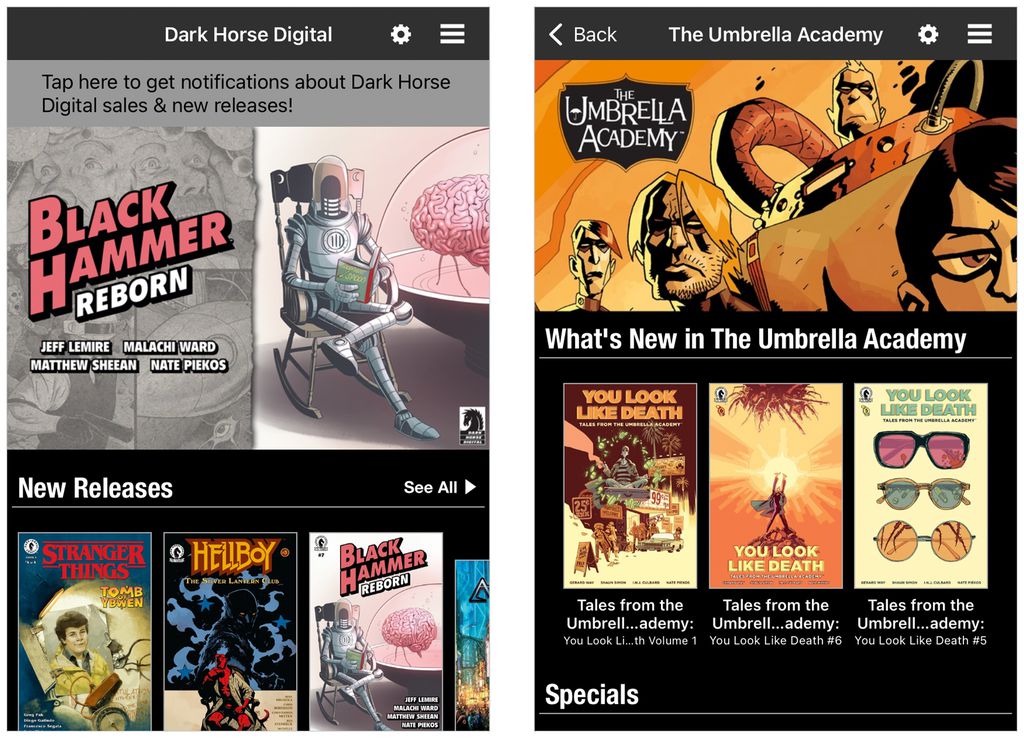 Aplicativo da editora Dark Horse é opção para histórias em quadrinhos (Capturas de tela: André Magalhães)