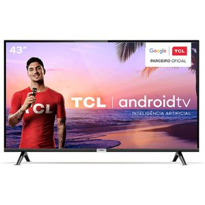 Smart TV LED 43" Android TCl 43s6500 Full HD com Conversor Digital Wi-Fi Bluetooth 1 USB 2 HDMI Controle Remoto com Comando de Voz Google Assistant