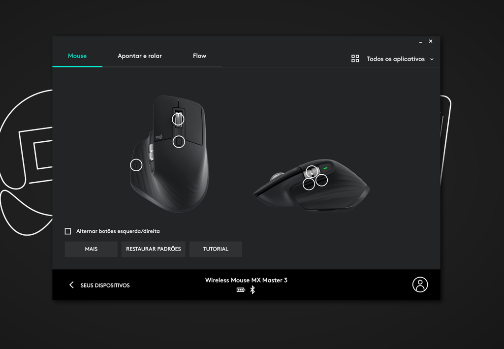 Botões do mouse são personalizáveis pelo app Logitech Options (Imagem: Felipe Junqueira/Captura de tela)