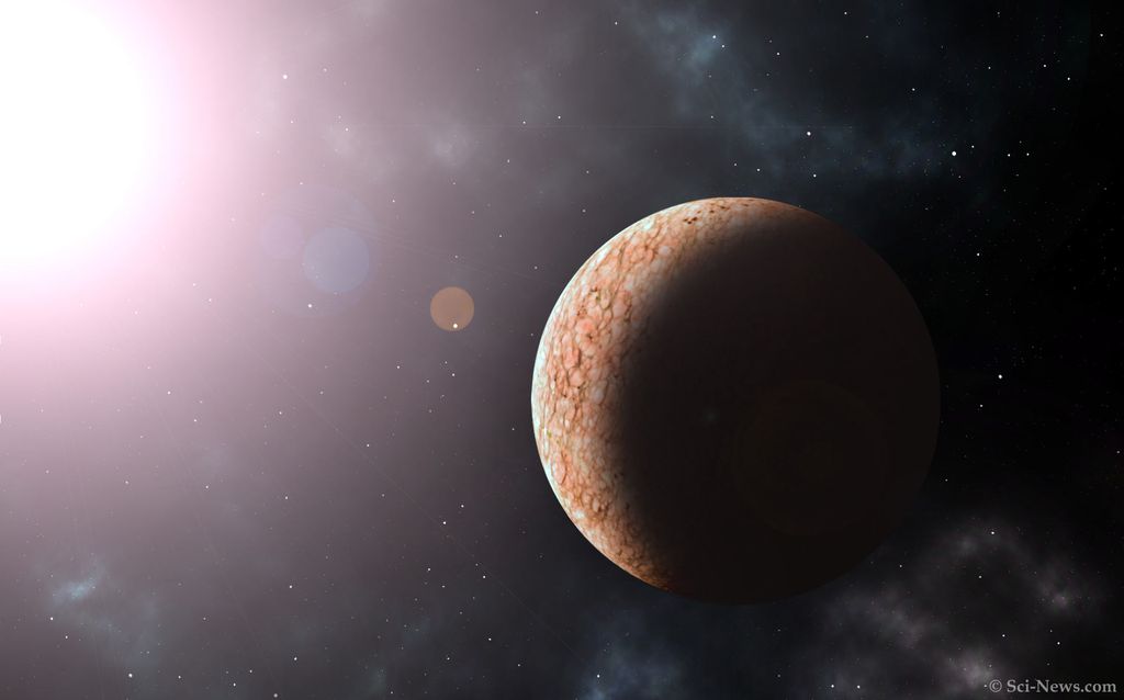 Representação artística do planeta "pi" e sua estrela (Imagem: Reprodução/Sci-News.com/Scinews)