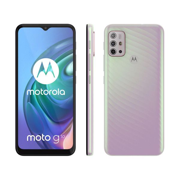 Smartphone Motorola Moto G10 64GB Branco Floral - 4G 4GB RAM Tela 6,5” Câm. Quádrupla + Selfie 8MP [CUPOM]