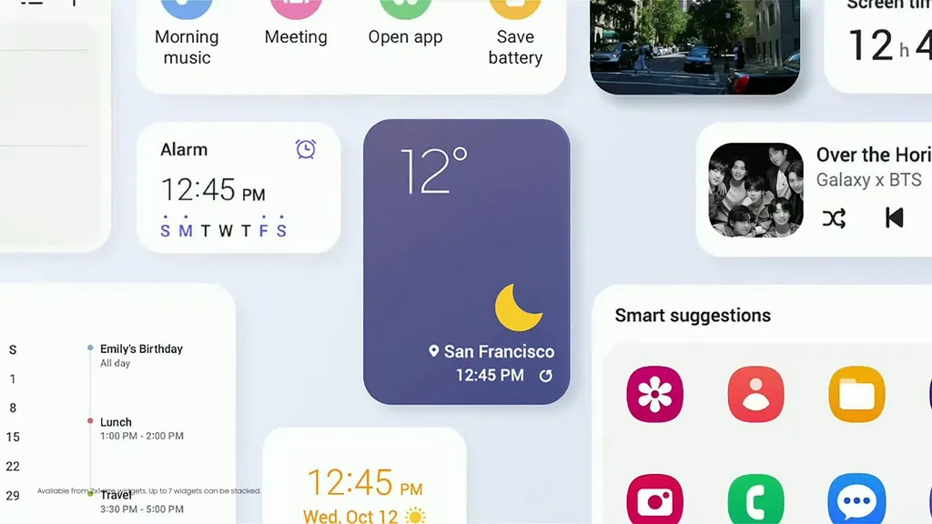 Stacked Widgets chegam para substituir os Smart Widgets da One UI 4 (Imagem: Reprodução/Samsung)