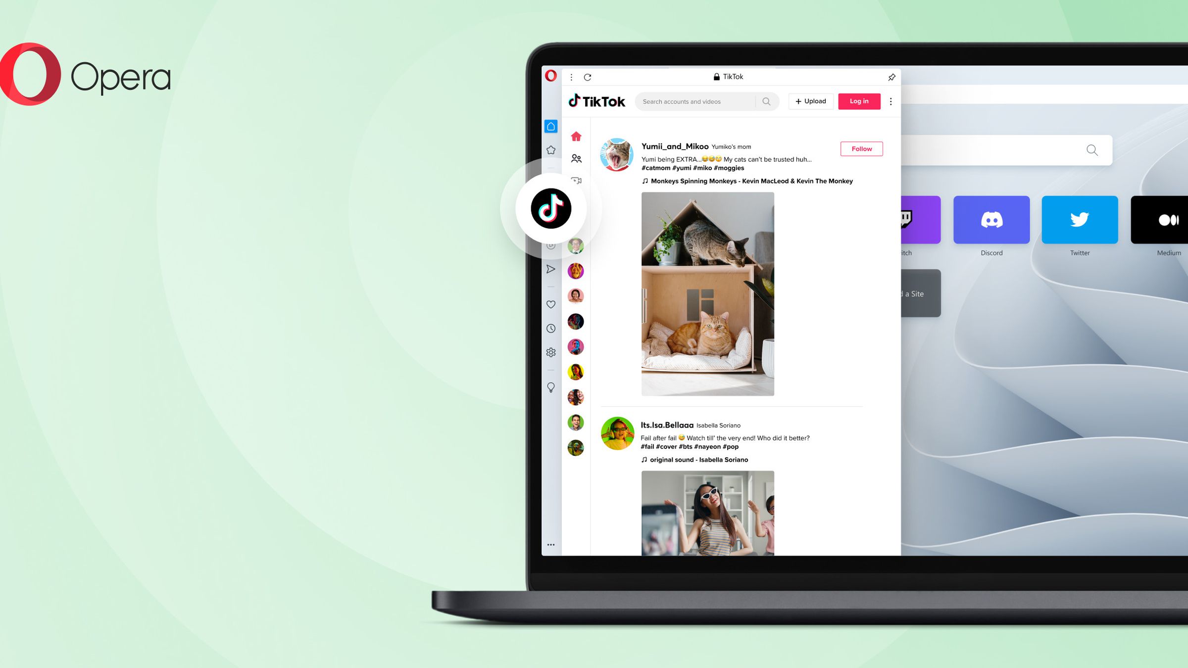 Opera GX adiciona TikTok à barra lateral do navegador e torna a