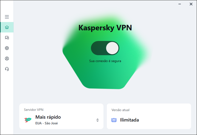 O Kaspersky VPN permite ocultar a conexão a partir de 100 locais, garantindo anonimato nas compras online e maior segurança no uso de Wi-Fis públicos (Imagem: Divulgação/Kaspersky)