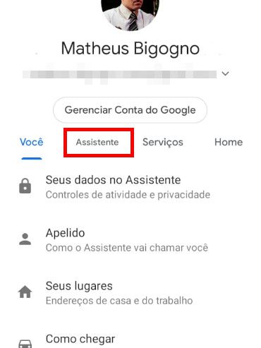 Clique na aba "Assistente" (Captura de tela: Matheus Bigogno)