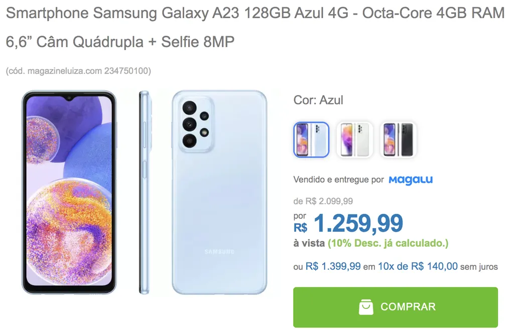 Samsung Galaxy A23 4GB/128GB 6,6 '' 5G Azul 
