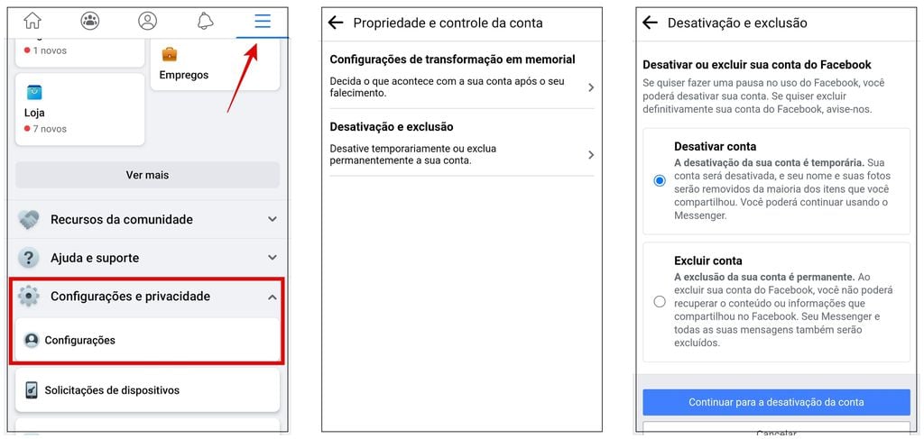 Como desativar ou recuperar Facebook antigo pelo celular - Canaltech