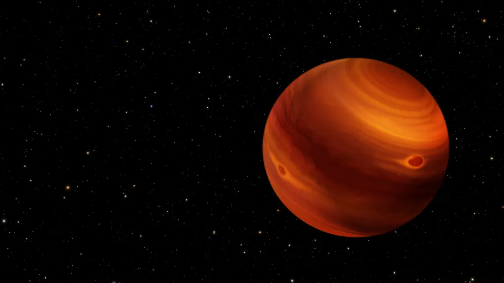 Representação de uma anã marrom, objeto que é como um meio-termo entre uma estrela e planeta (Imagem: Reprodução/NASA, ESA, STScI, Leah Hustak (STScI)