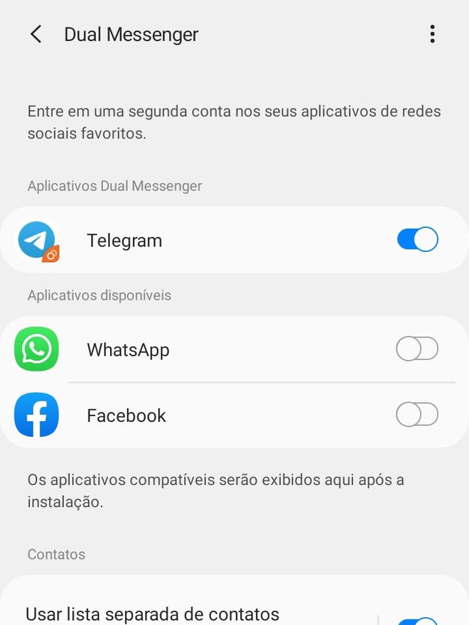 Por fim, a função do Dual Messenger estará ativa - (Captura: Canaltech/Felipe Freitas)