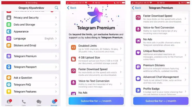 Os recursos do Telegram Premium parecem ter vazado antes da hora (Imagem: Reprodução/Xiaomiui/Telegram)