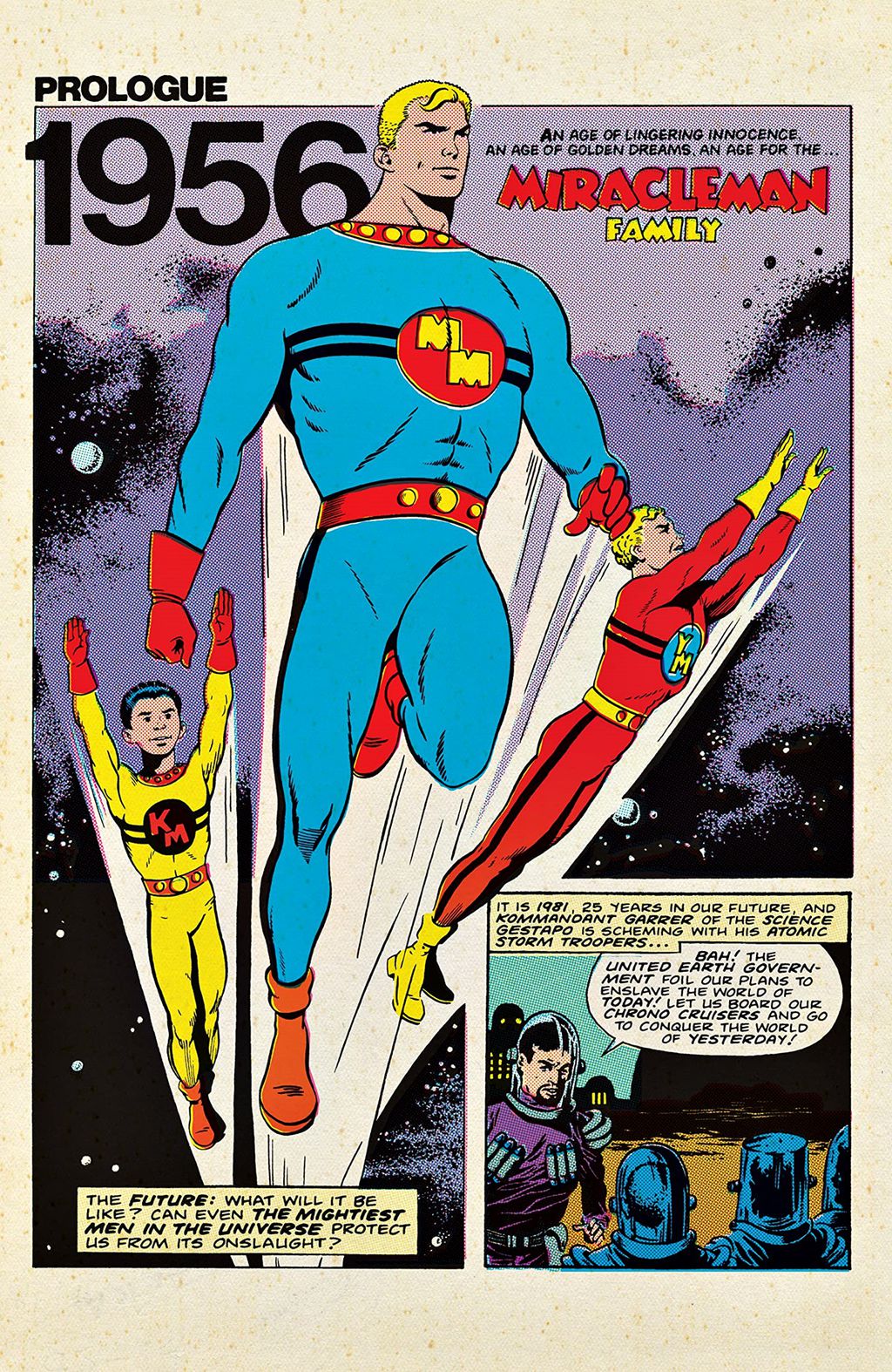 Edições de Miracleman nos anos 1950 eram quase uma cópia do Capitão Marvel da Fawcett Comics (Imagem: Reprodução/Eclipse Comics)
