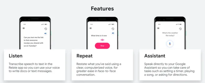 O app permite transcrever texto, repetir o que você disse em voz alta e acionar o Google Assistente (Imagem: Reprodução/Google)
