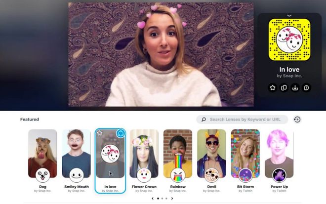 O Snap Camera substitui a interface da sua webcam e adiciona filtros e efeitos divertidos (Imagem: Divulgação/Snapchat)