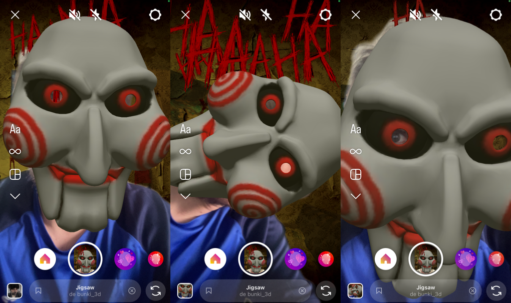 Use o efeito de Jigsaw no Instagram e chame seus amigos para jogar um “joguinho” no Halloween, mas de mentirinha, claro (Imagem: Captura de tela/Fabrício Calixto/Canaltech)