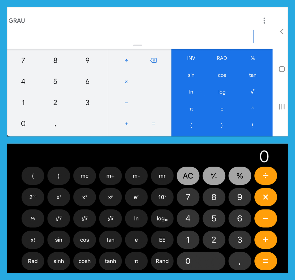 Utilize a função científica da calculadora (Imagem: André Magalhães/Captura de tela)