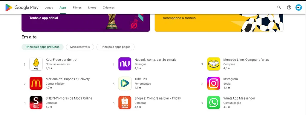 O Koo foi o aplicativo mais baixado no Brasil no primeiro final de semana de sucesso (Imagem: Reprodução/Google Play Store)