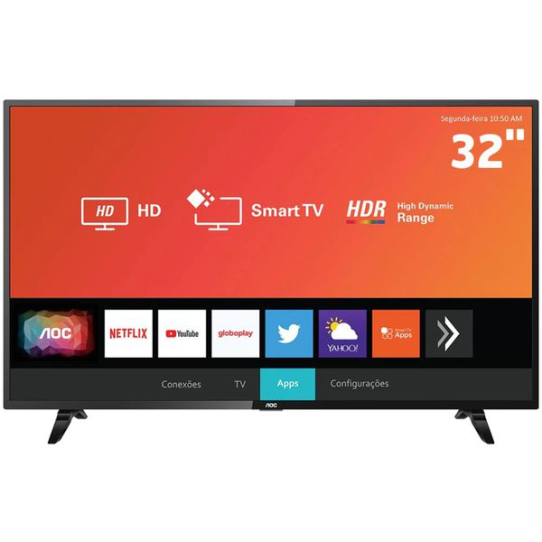 Smart TV LED 32" HD AOC 32S5295/78G com HDR, Wi-Fi, Miracast, Botão Netflix, Botão YouTube, Conversor Digital Integrado, HDMI e USB [CUPOM]