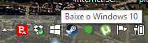 Clique no ícone inserido pela Microsoft na bandeja do sistema Baixe o Windows 10