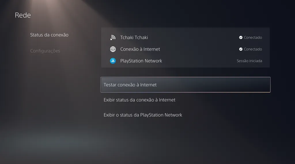 Aqui, nosso PS5 já está conectado à internet (Captura de tela: Felipe Goldenboy/Canaltech)