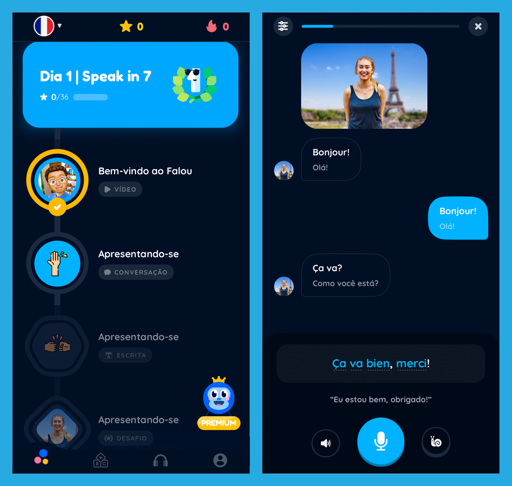 Aplicativo possui reconhecimento de fala para ajudar em conversas (Imagem: André Magalhães/Captura de tela)