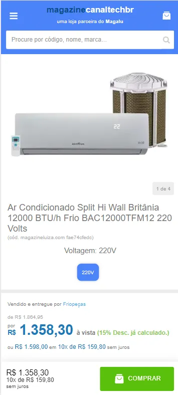 Ar Condicionado Split Hi Wall Britânia 12000 Btu/h Quente E Frio