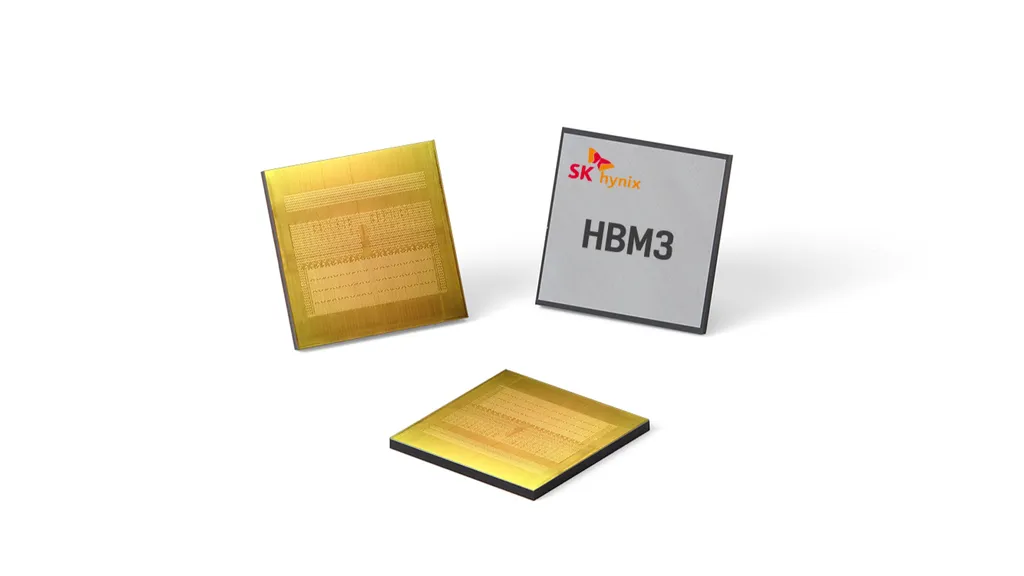 As memórias HBM3 da SK Hynix acabam de entrar em fase de produção em massa, sendo a escolha da Nvidia para equipar a GPU H100 "Hopper" (Imagem: SK Hynix)