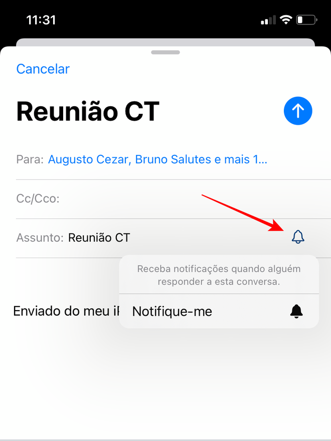 Habilite a notificação para receber respostas da mensagem - Captura de tela: Thiago Furquim (Canaltech)