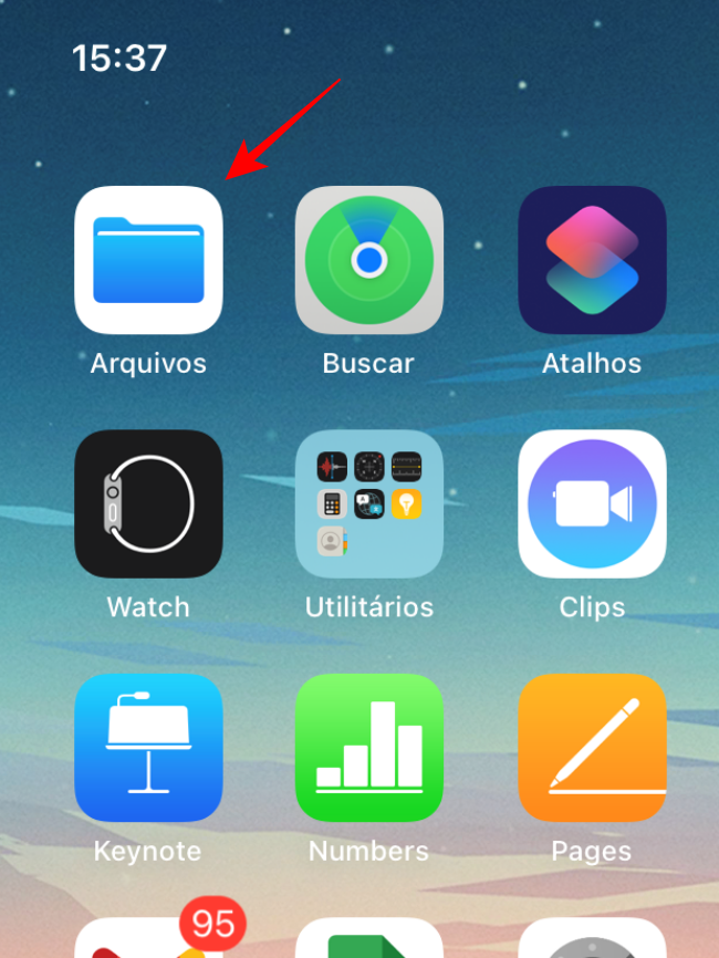 Na tela inicial do iPhone, acesse o aplicativo "Arquivos" - Captura de tela: Thiago Furquim (Canaltech)