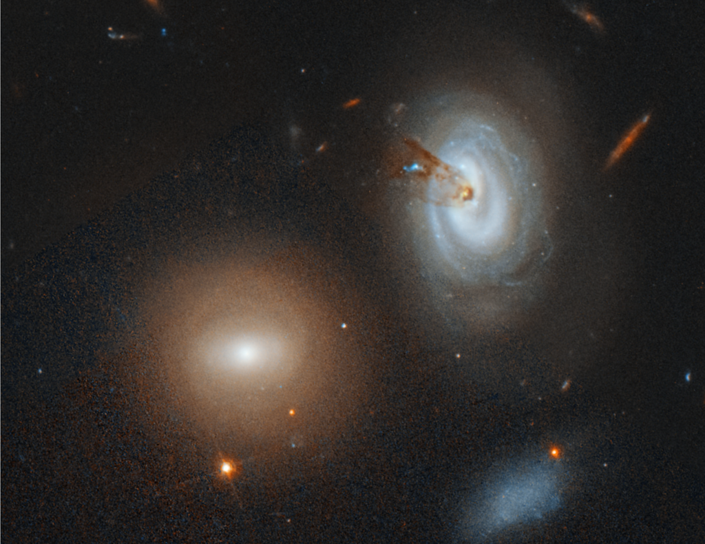 Galáxia D100 expele poeira e perde gás hidrogênio (Foto: NASA/ESA/Hubble)