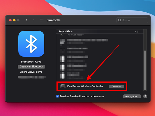 Quase que no mesmo instante, o Bluetooth do Mac reconhecerá o DualSense (Captura de tela: Caio Carvalho/Canaltech)
