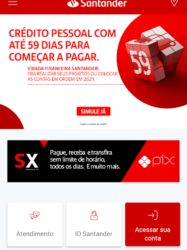 Abra o aplicativo do banco Santander (Imagem: André Magalhães/Captura de tela)