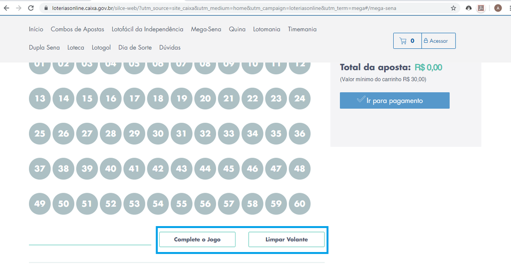 Como utilizar a lotérica online da Caixa / Captura de tela: Ariane Velasco