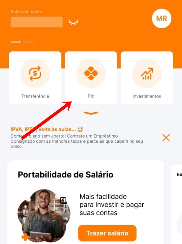 Toque no atalho do "Pix" para acessar opções adicionais no serviço - (Captura: Canaltech/Felipe Freitas)