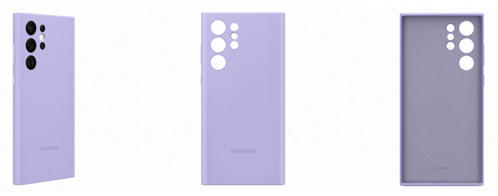 Case tradicional em silicone para o Galaxy S22 Ultra, em violeta (Imagem: Evan Blass)
