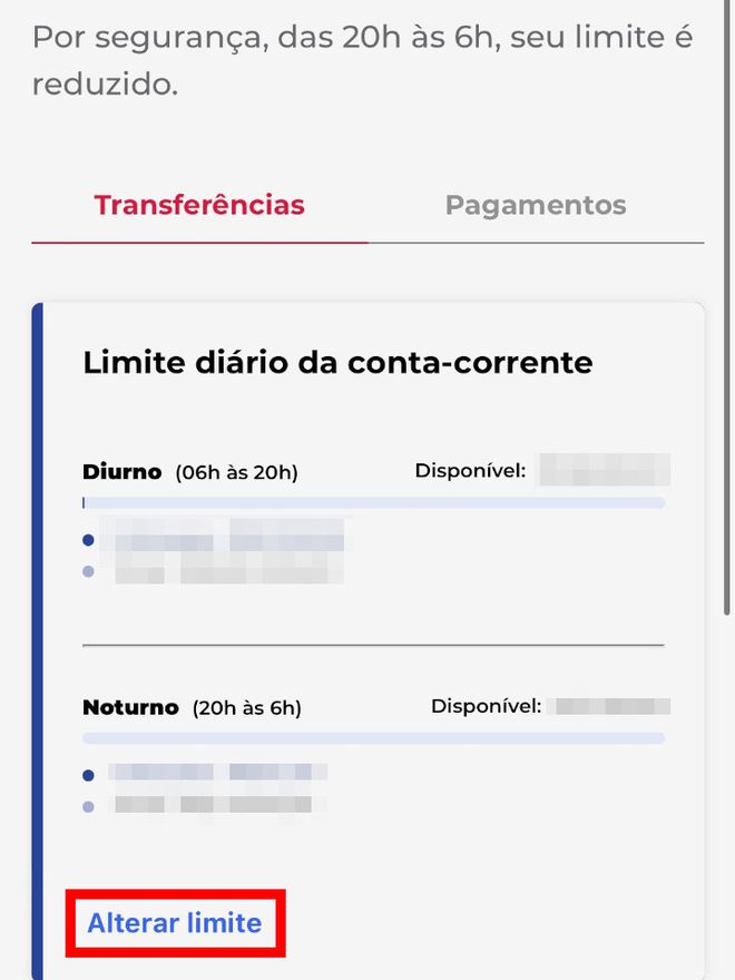 Toque em "Alterar limite" (Imagem: Bruno Salutes/Captura de tela)