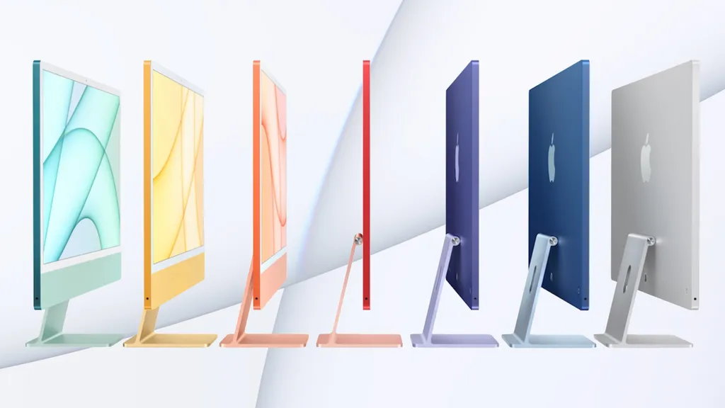 iMac com processador M1 em diversas cores
