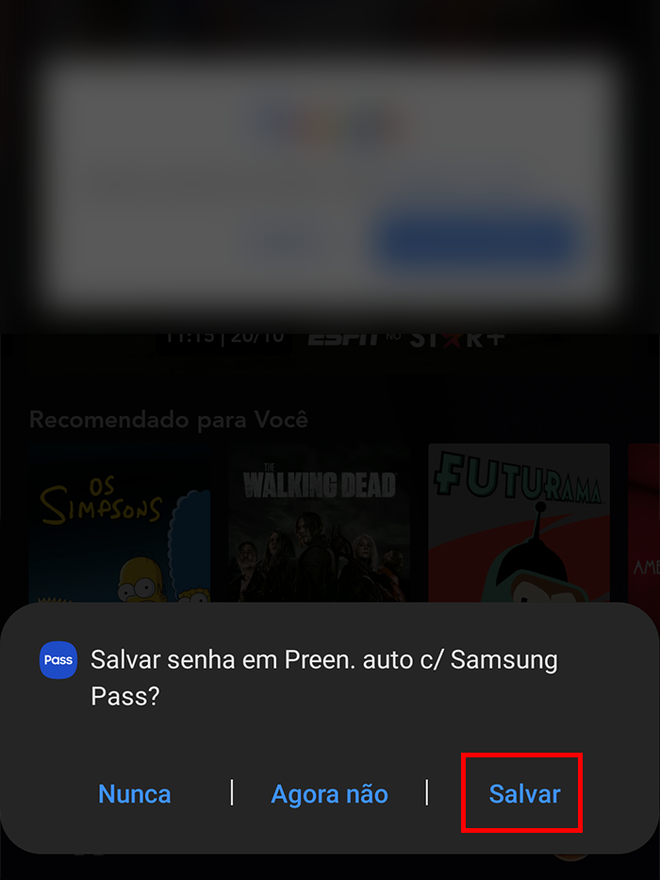 Salve as informações de login no Samsung Pass (Imagem: André Magalhães/Captura de tela)