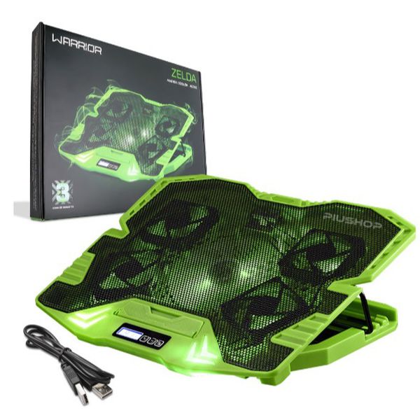 Cooler Para Notebook Gamer até 17' Warrior com Led Verde - AC292