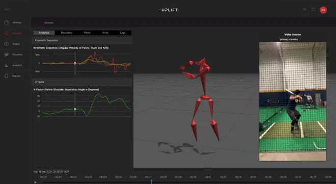 O programa analisa os movimentos dos atletas em tempo real (Imagem: Reprodução/Uplift)