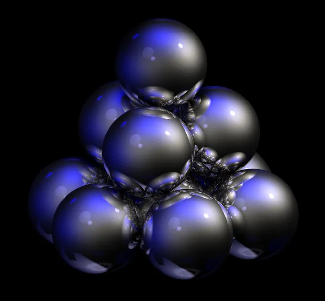 Arranjo de esferas ilustrando o padrão hexagonal compacto, forma que o ferro assume no núcleo da Terra de acordo com o estudo (Greg L/Wikimedia Commons)