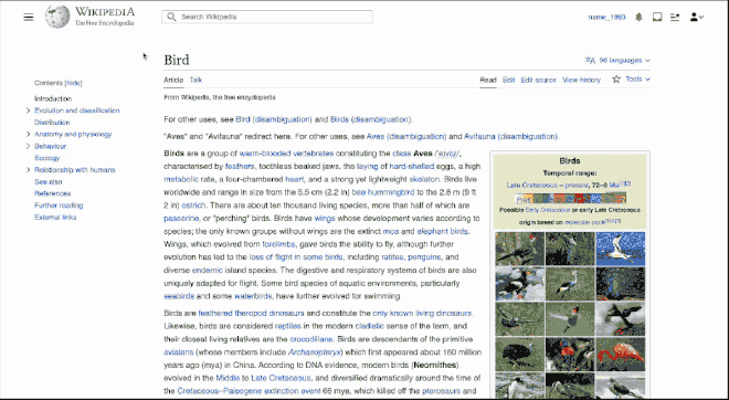 A ferramenta de busca da Wikipedia exibe miniaturas e descrições dos artigos (Imagem: Reprodução/Wikipedia)