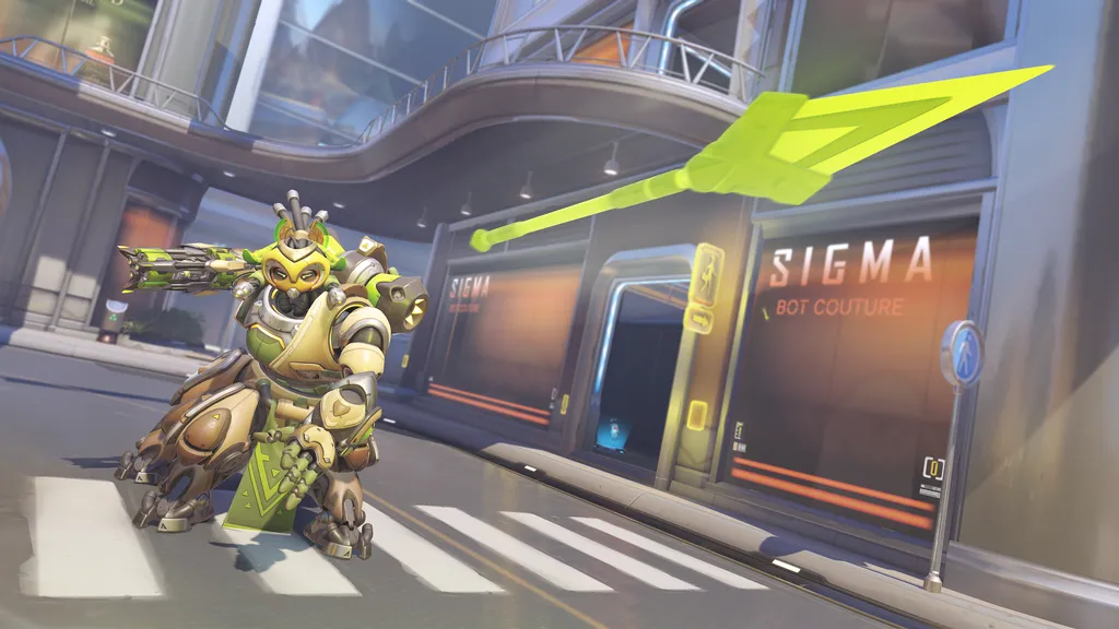 A simpática Orisa agora é uma robô totalmente agressiva. (Imagem: Divulgação/Blizzard)