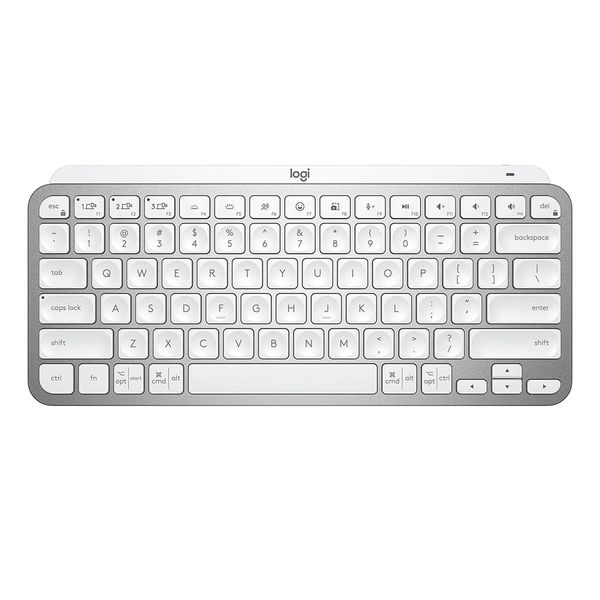 Teclado Sem Fio Logitech MX Keys Mini, Iluminação Smart, Bluetooth, USB, Easy-Switch, Recarregável, Cinza Claro - 920-010506